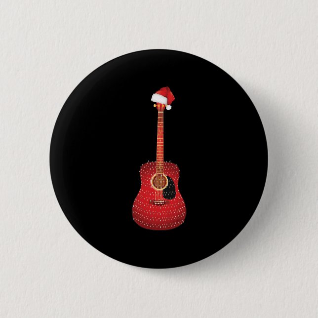 Weihnachtsgitarre-Weihnachtsmannmütze Button (Vorderseite)
