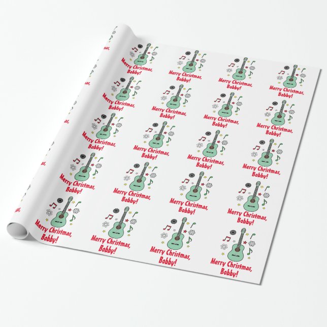Weihnachtsgitarren-Name kundengerecht Geschenkpapier (Ungerollt)