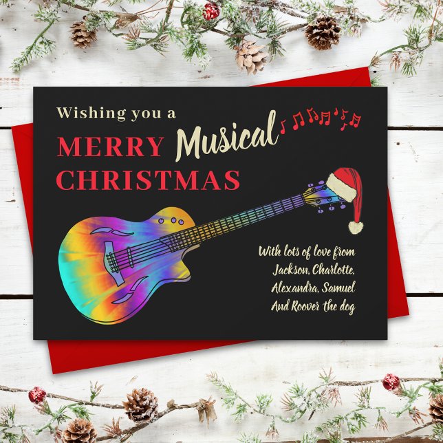 Weihnachtsgitarrist Personalisiert Feiertagskarte (Merry musical christmas guitar personalized holiday card For music lovers)