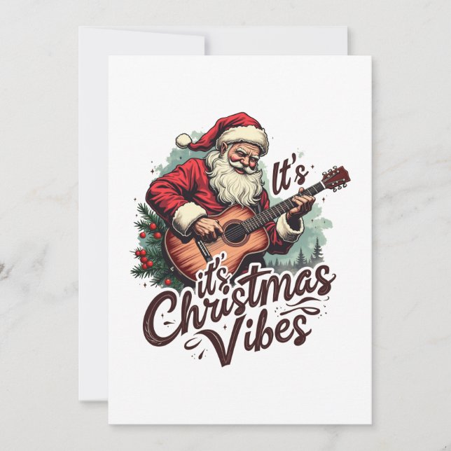 Weihnachtsgitarrist - Rockin Rund um die Uhr Einladung (Vorderseite)