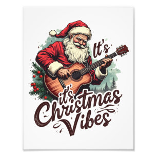 Weihnachtsgitarrist - Rockin Rund um die Uhr Fotodruck