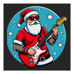 Weihnachtsgitarrist Rockmusik Weihnachten (4) Poster