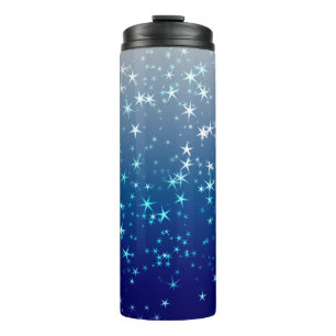Weihnachtsglanz Sterne Blauer Himmel Thermosbecher