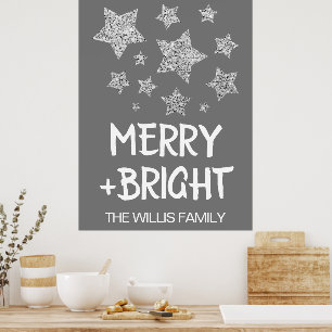 Weihnachtsglanz Sterne Fröhlich helle Familienname Poster