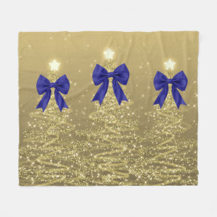 Weihnachtsglanzbäume Gold Falscher Navy-Bogen Fleecedecke