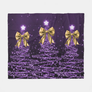 Weihnachtsglanzbäume Lila Falsche Goldschleife Fleecedecke