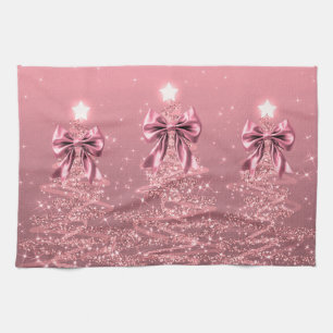 Weihnachtsglanzbäume Rosa Hauch Falsche Schleife Geschirrtuch