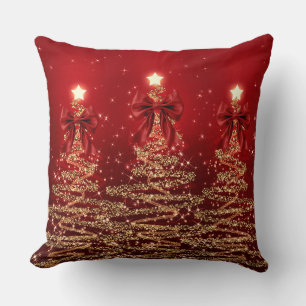 Weihnachtsglanzbäume Rot Gold Falsche Schleife Kissen