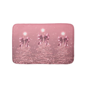 Weihnachtsglänzende Bäume Pink Blush Falsche Schle Badematte