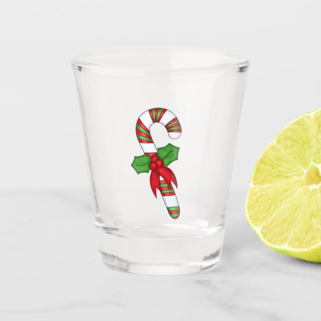 Weihnachtsglas: Candy Cane Schnapsglas (Vorderseite)