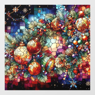 Weihnachtsglasfenster verkleidet fensteraufkleber