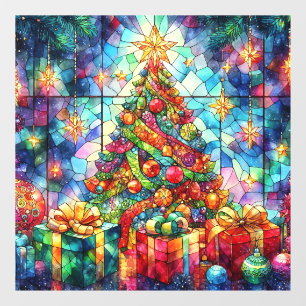 Weihnachtsglasfenster verkleidet fensteraufkleber