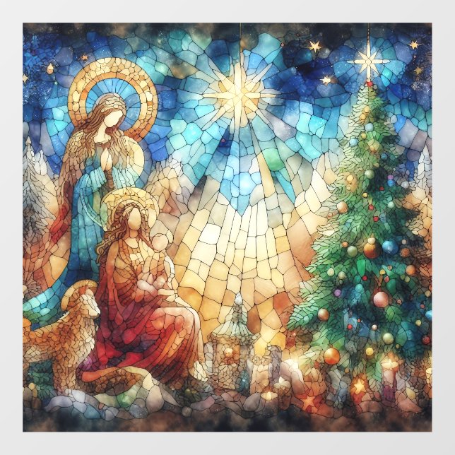 Weihnachtsglasfenster verkleidet fensteraufkleber (Blatt)