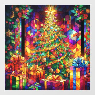 Weihnachtsglasfenster verkleidet fensteraufkleber