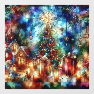 Weihnachtsglasfenster verkleidet fensteraufkleber