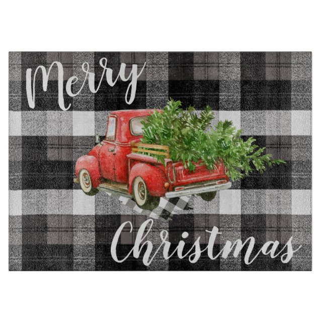 Weihnachtsglasschneider Red XMAS Truck Schneidebrett (Vorderseite)