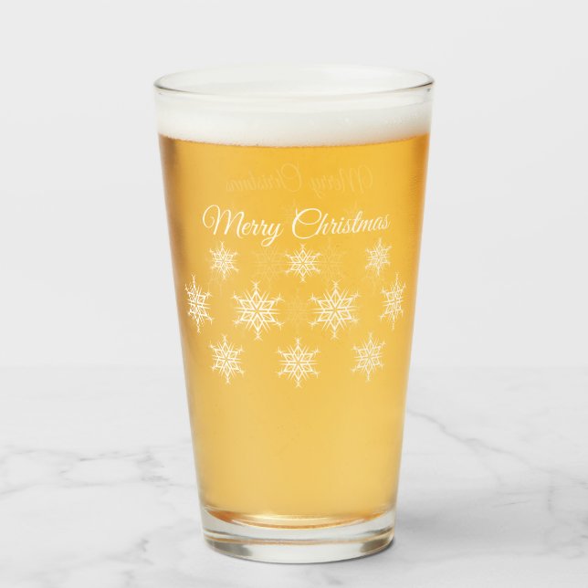 Weihnachtsglaswaren-frohe Weihnacht-Schneeflocken Glas (Vorne (Gefüllt))