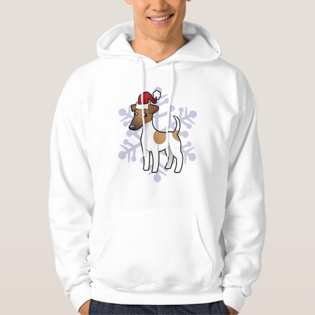 Weihnachtsglatter Foxterrier Hoodie (Vorderseite)