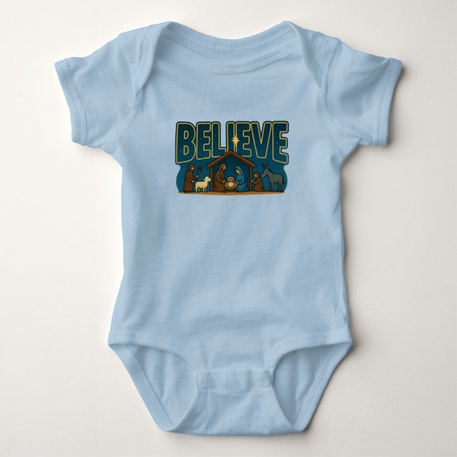 Weihnachtsglaube-Design Baby Strampler (Vorderseite)