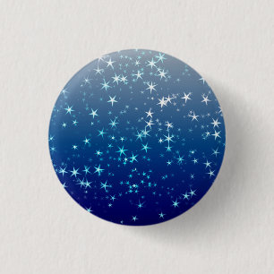 Weihnachtsglitzer Sterne Blauer Himmel Button