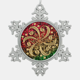 WeihnachtsGlitzermusikalische Schneeflocken Zinn-Ornament