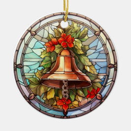 Weihnachtsglocke im Buntglasstil Keramik Ornament