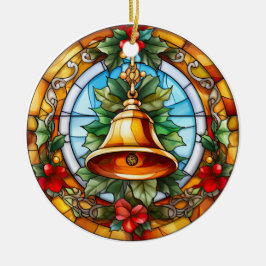 Weihnachtsglocke im Buntglasstil Keramik Ornament