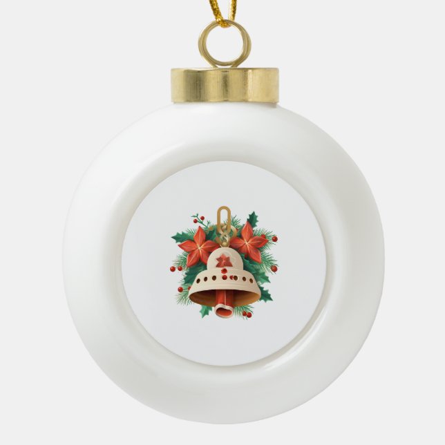 Weihnachtsglocke Keramik Kugel-Ornament (Vorderseite)