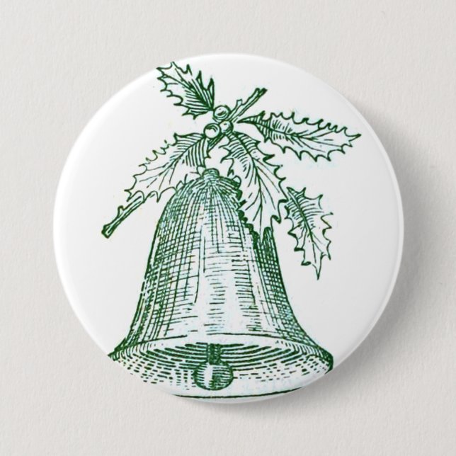 Weihnachtsglocke mit Holly Button (Vorderseite)