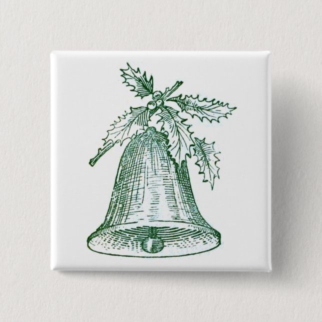 Weihnachtsglocke mit Holly Button (Vorderseite)