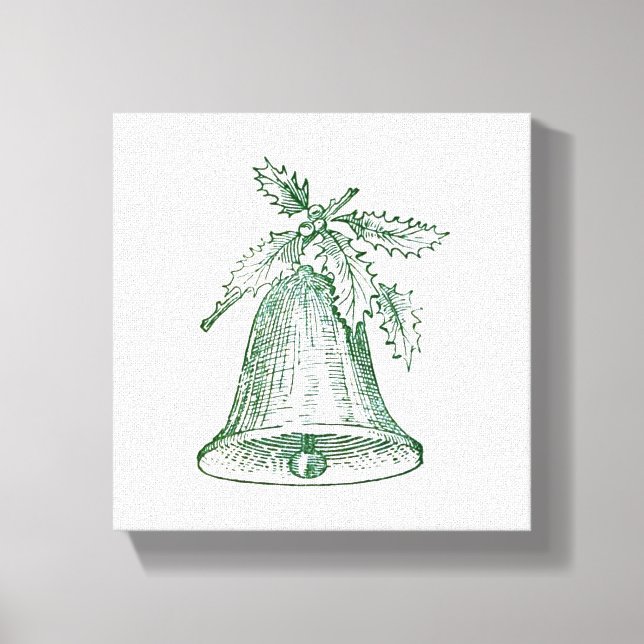 Weihnachtsglocke mit Holly Leinwanddruck (Vorderseite)
