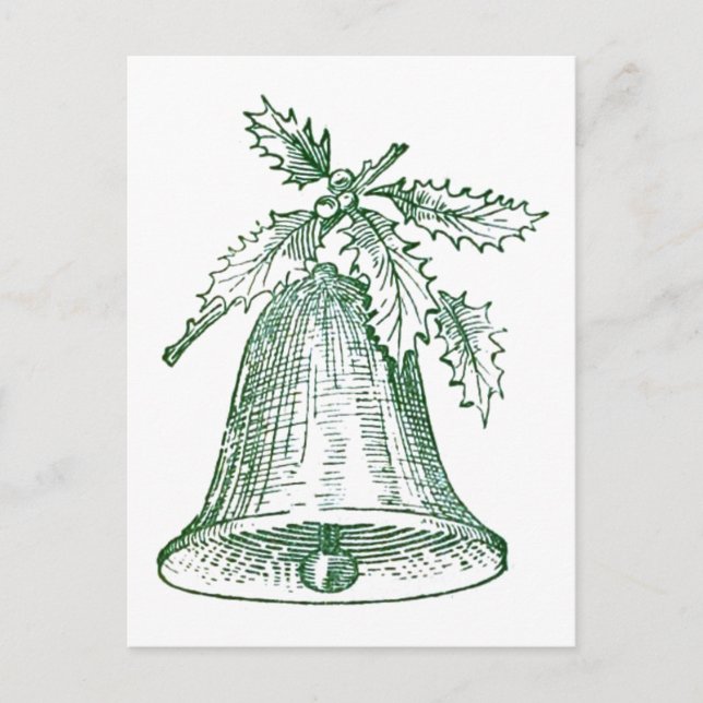 Weihnachtsglocke mit Holly Postkarte (Vorderseite)
