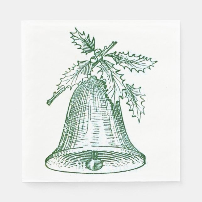 Weihnachtsglocke mit Holly Serviette (Vorderseite)