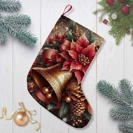 Weihnachtsglocke & Poinsettia Kleiner Weihnachtsstrumpf