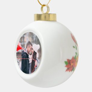 Weihnachtsglocke poinsettia Personalisiertes Foto Keramik Kugel-Ornament