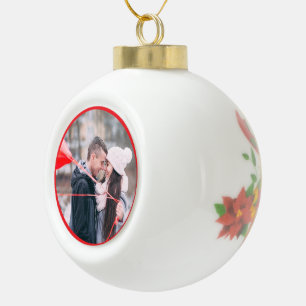 Weihnachtsglocke poinsettia Personalisiertes Foto Keramik Kugel-Ornament