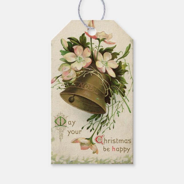 Weihnachtsglocke (Rosa Blüte) Geschenkmarke Geschenkanhänger (Vorderseite)