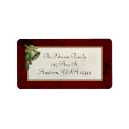 Weihnachtsglocke und Holly Vintage Adressaufkleber