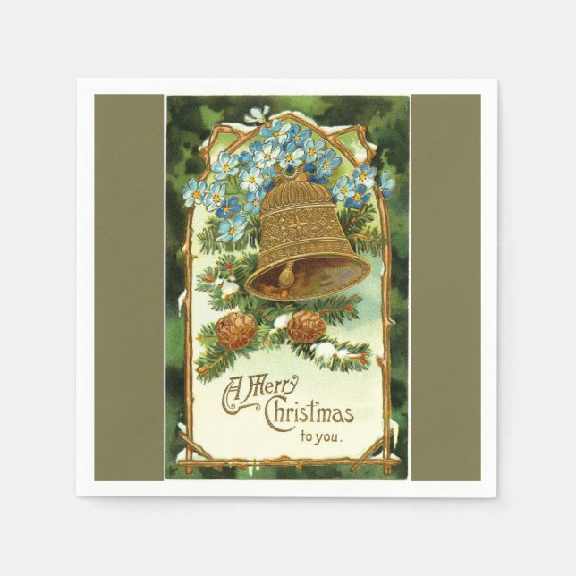 Weihnachtsglocke und Pinecones Serviette (Vorderseite)