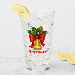 Weihnachtsglocke und Rotes Band Personalisiert Glas