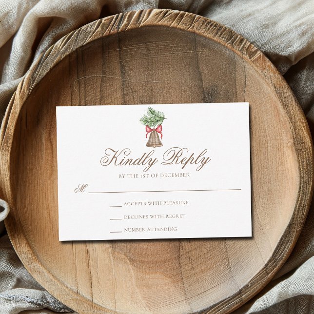 Weihnachtsglocke Vintage Elegante Hochzeit RSVP Karte (Von Creator hochgeladen)