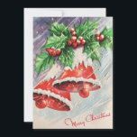 Weihnachtsglocken auf Holly Feiertagskarte<br><div class="desc">Weihnachtsglocken auf Holly.</div>