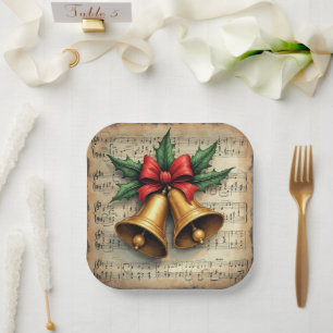 Weihnachtsglocken auf Notenpapier, Pappteller