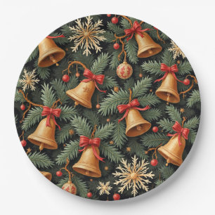 Weihnachtsglocken, Dekoratives Muster. Pappteller