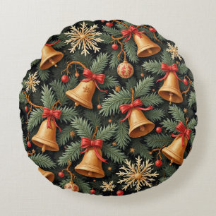 Weihnachtsglocken, Dekoratives Muster. Rundes Kissen