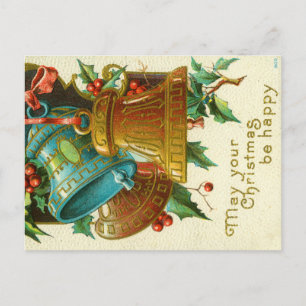 Weihnachtsglocken, festliche Vintage-Grußkarte Postkarte