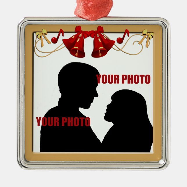 Weihnachtsglocken Foto Rahmen Premium Ornament (Vorne)