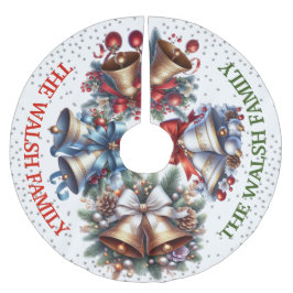 Weihnachtsglocken gebürstet Polyester Tree Skir Polyester Weihnachtsbaumdecke