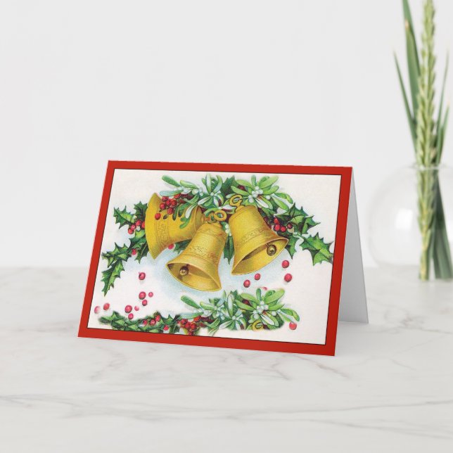 Weihnachtsglocken läuten - Vintage Karte (Vorderseite)