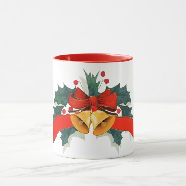 Weihnachtsglocken mit Stechpalmenblättern Tasse (Zentrum)